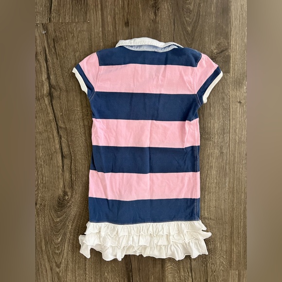 Ralph Lauren Pink and Blue Dress with White Collar and Ruffles Size 6 - Picture 2 of 2